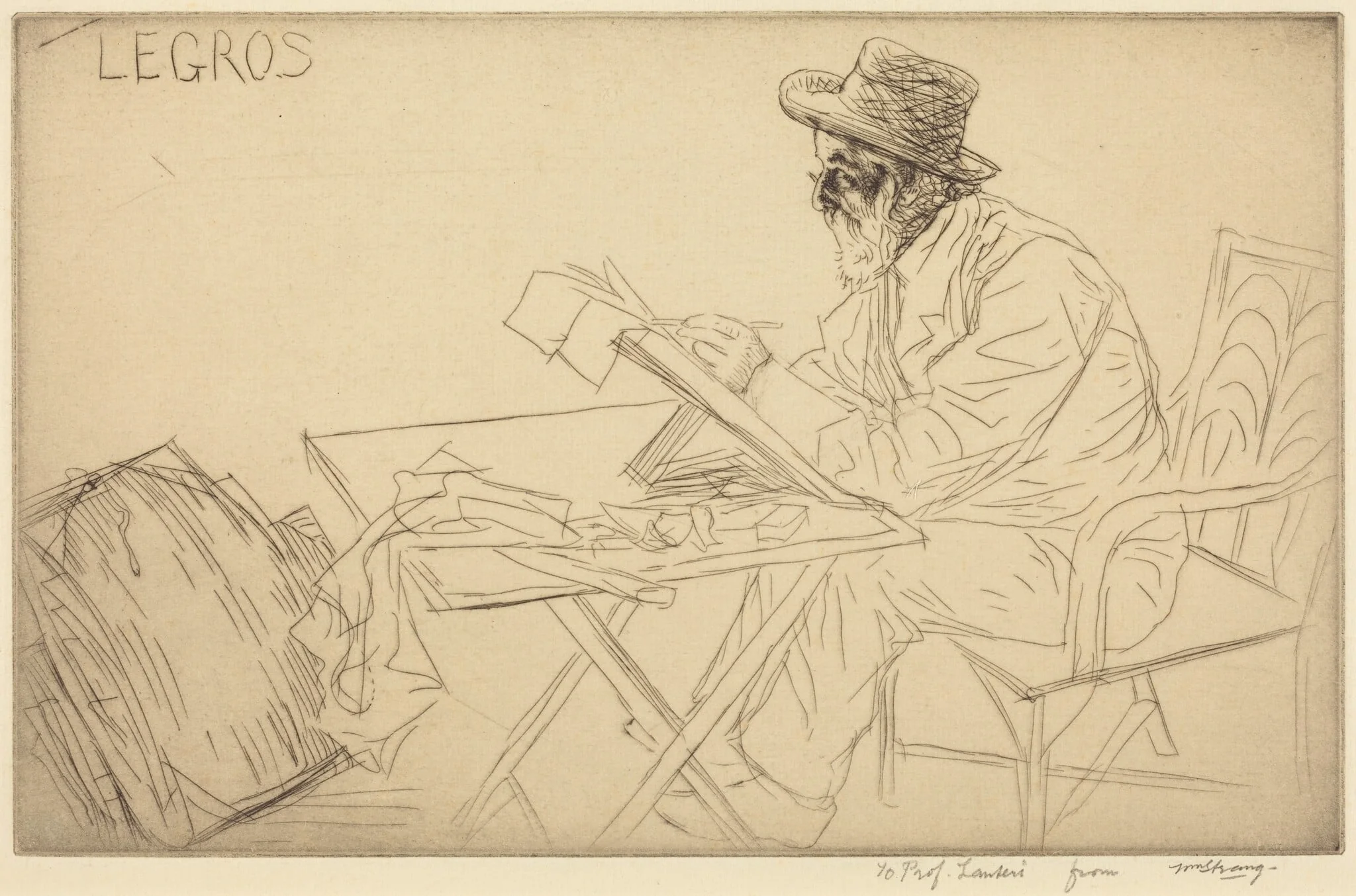 Alphonse Legros Sketching, detail