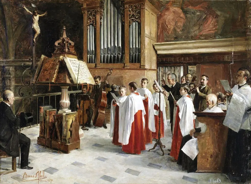 En el coro, by Vicente Borrás Abella, oil, 1896