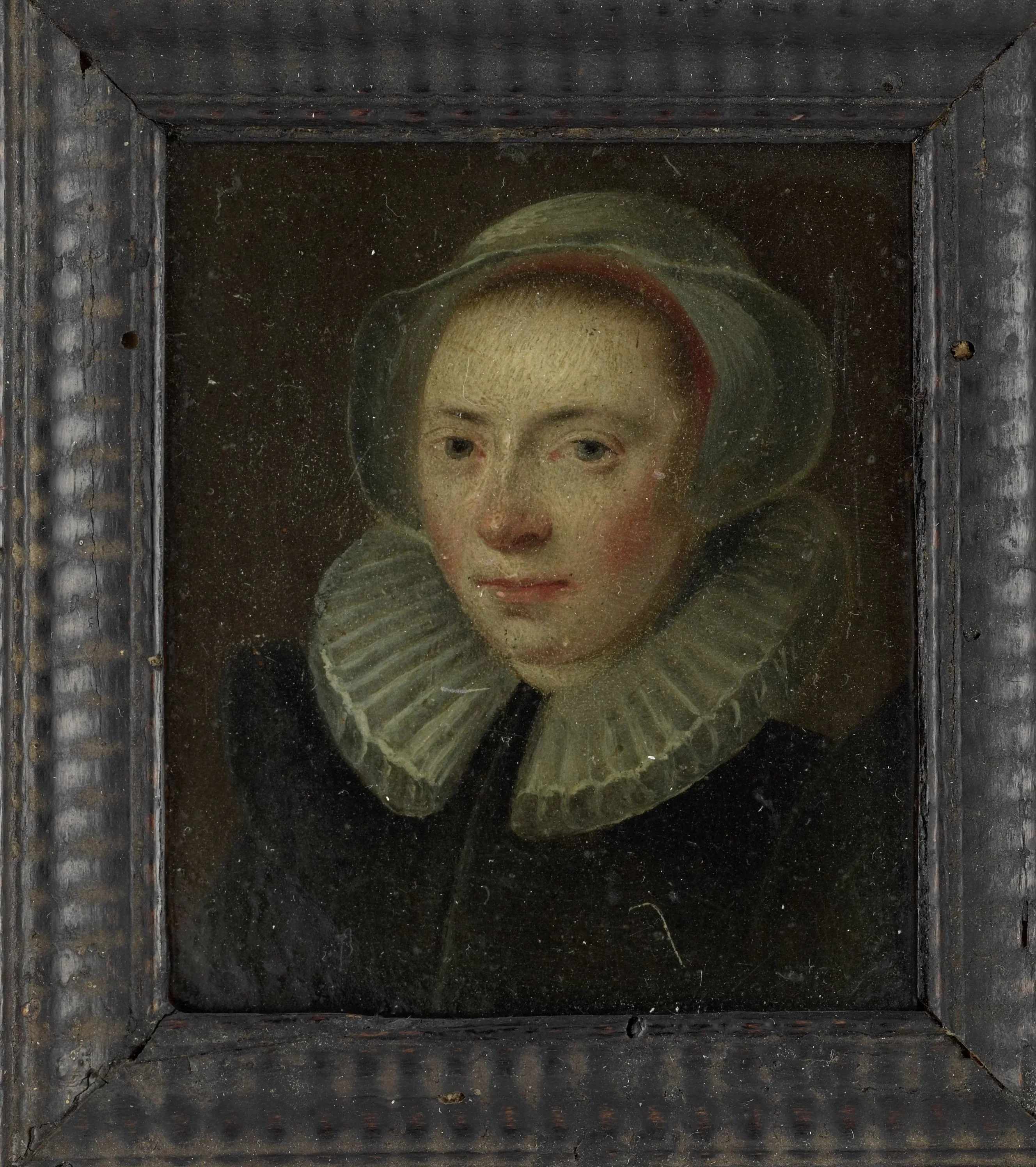 Portrait of a young woman at bust length, detail