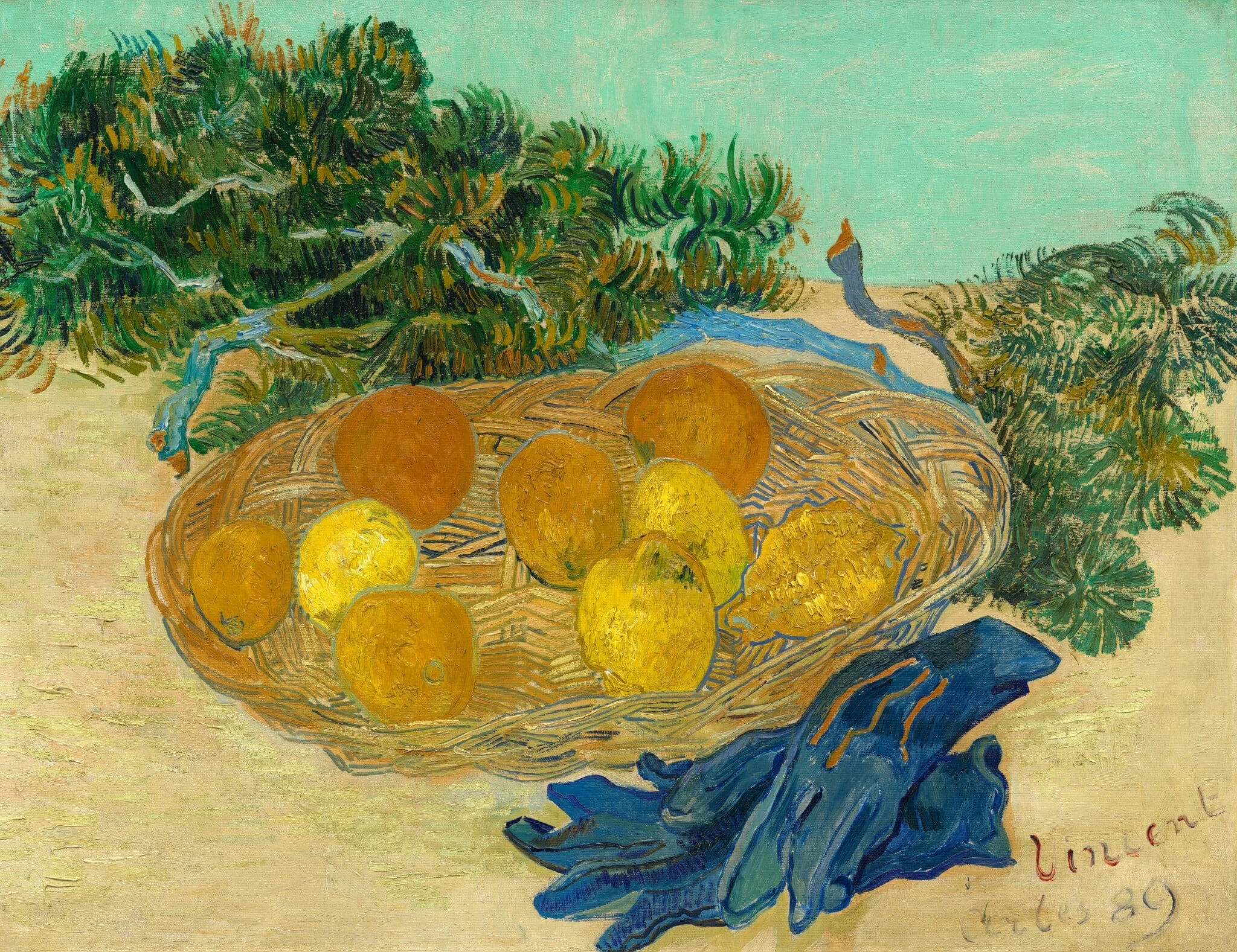 Still Life of Oranges and Lemons with Blue Gloves, detail