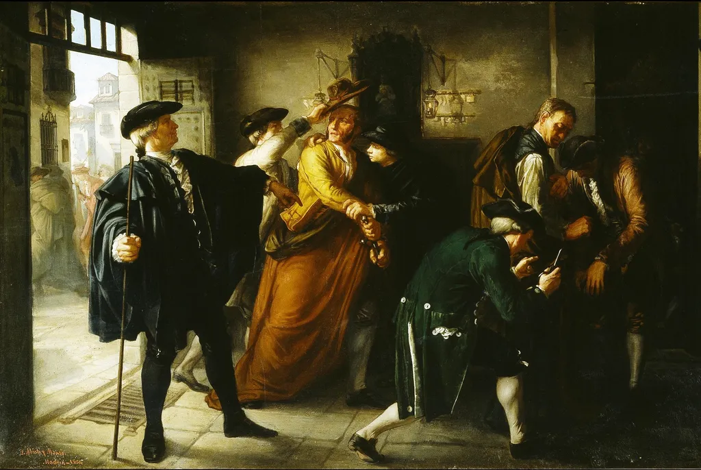 El Motín de Esquilache. Episodio..., by José Martí y Monsó, oil, 1864