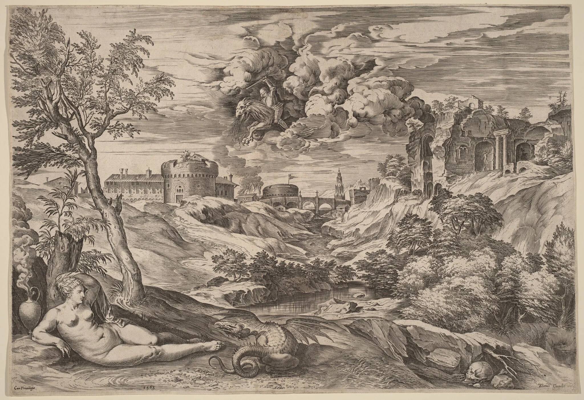 Landscape with Roger Liberating Angelica, detail