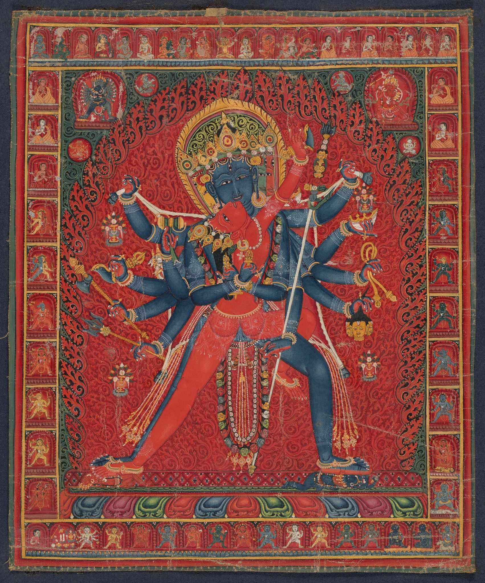 Chakrasamvara and consort Vajravarahi, detail