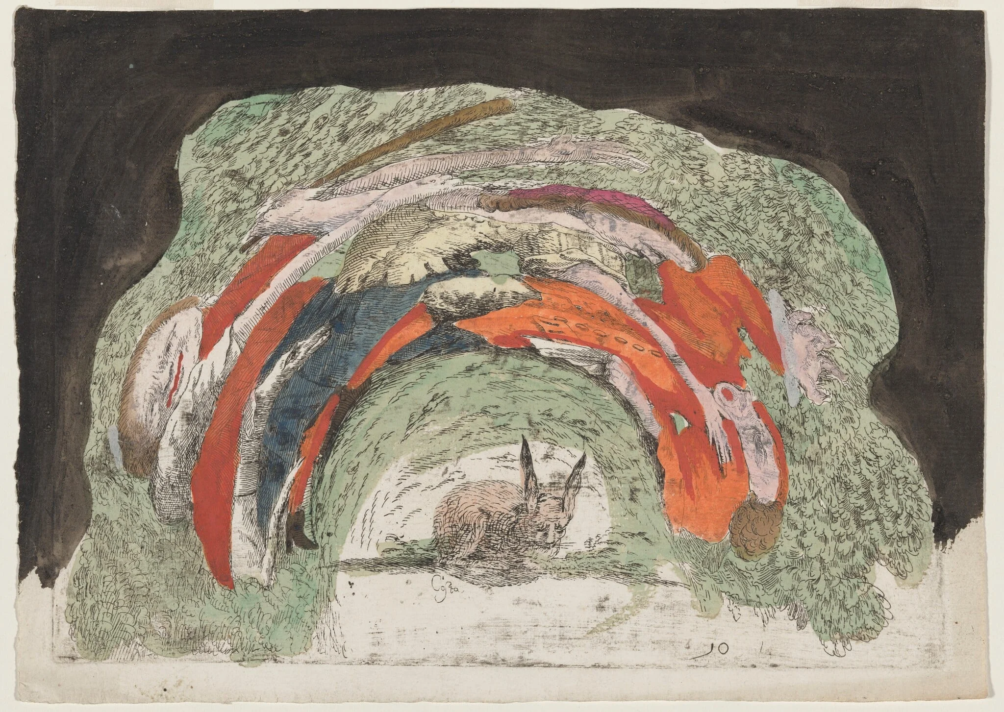 Rabbit and Two Fighting Men, detail