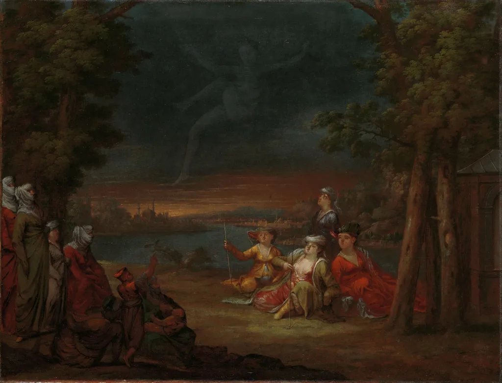 Turkish Women in the Countryside near Istanbul, by Jean Baptiste Vanmour, oil, 1728