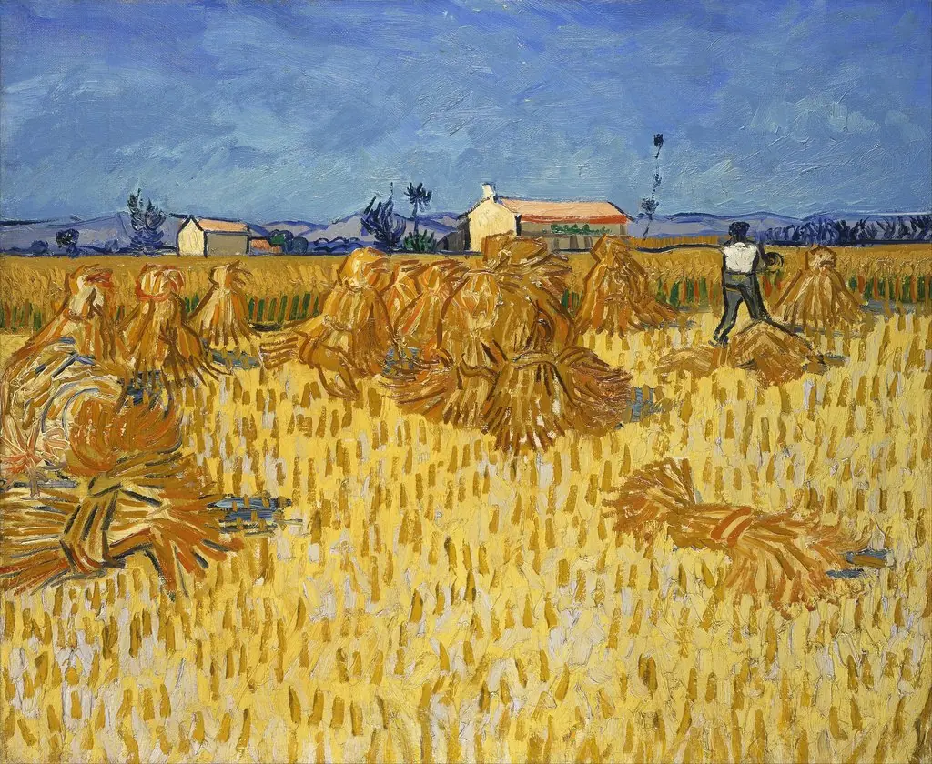 Harvest in Provence, by Vincent van Gogh, oil, 1888