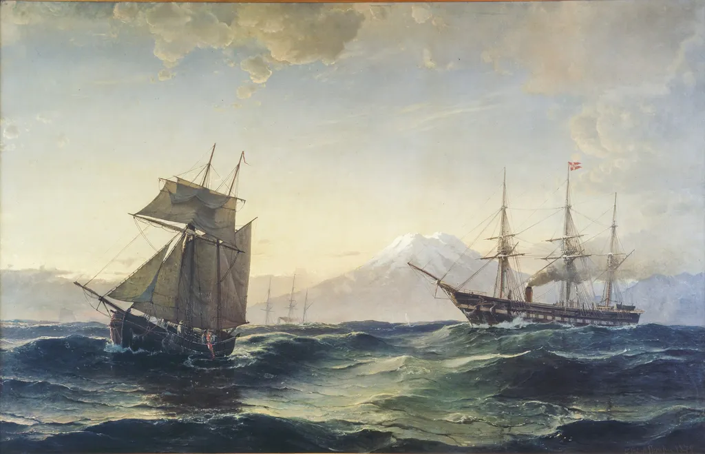 Ships off the Coast of Iceland, by Carl Frederik Sørensen, oil