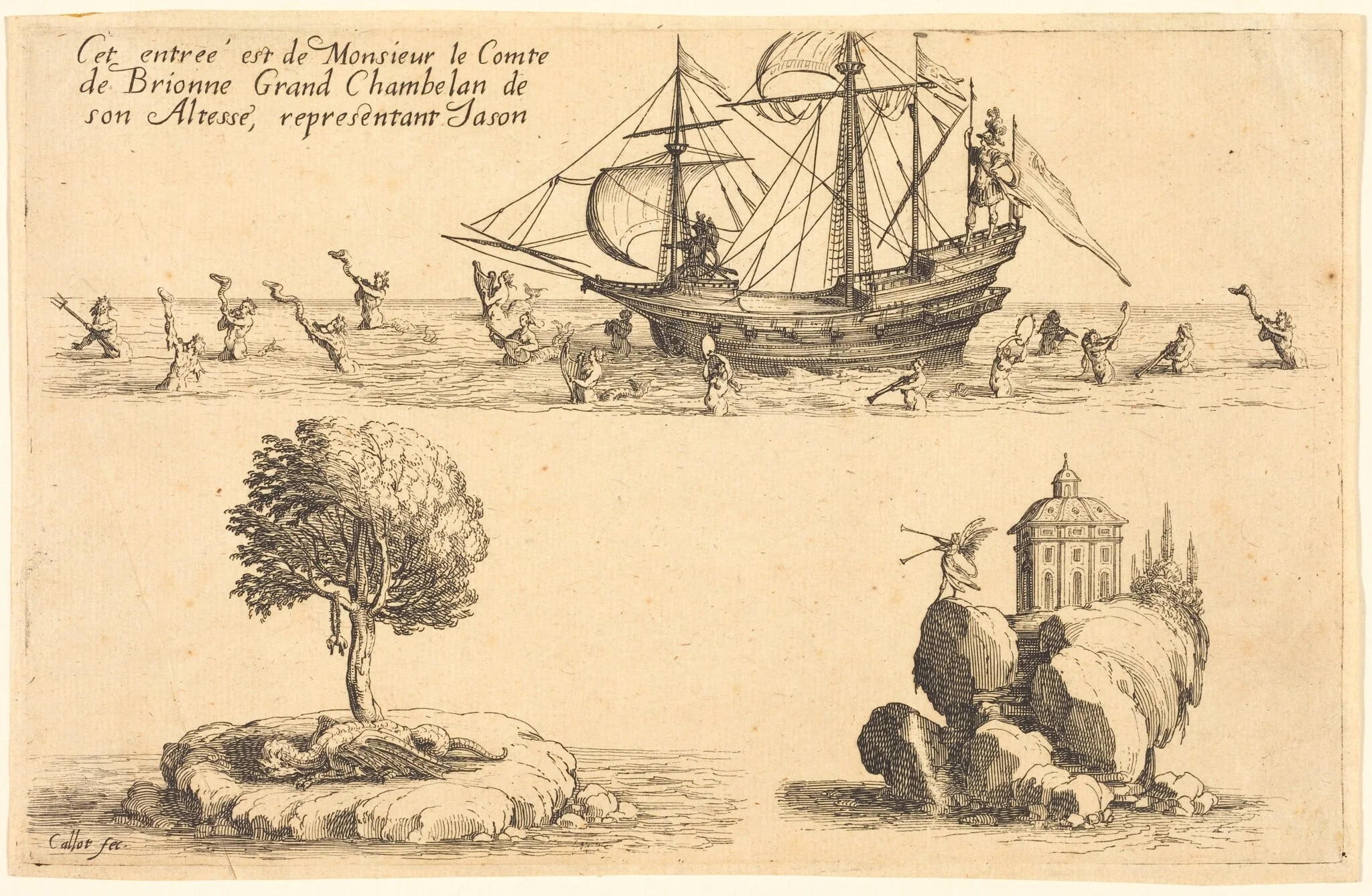 Entry of M. le Comte de Brionne, Grand Chamberlain of His Highness,Representing Jason, detail