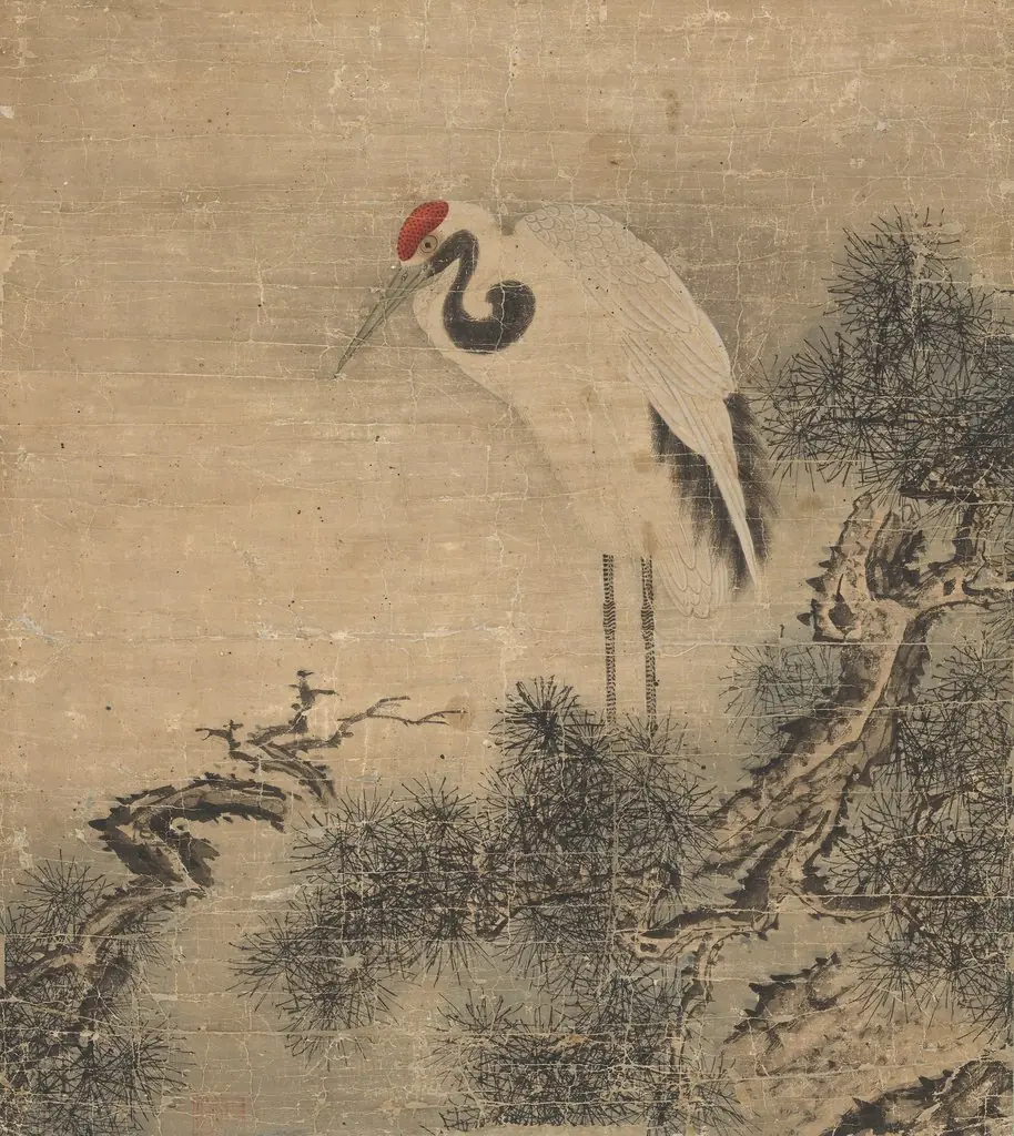 Pine Tree and Crane, by Jo Ji-un, unspecified, 1650