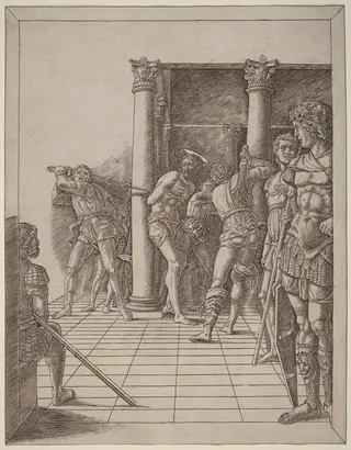 Flagellation of Christ, with the Pavement, by Andrea Mantegna, ink, 1475