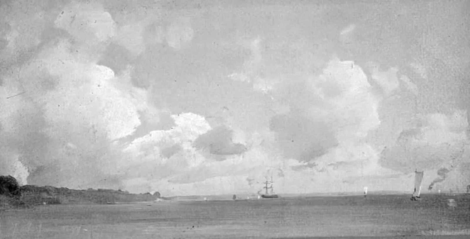 The Sound with ships, Near Espergærde, detail