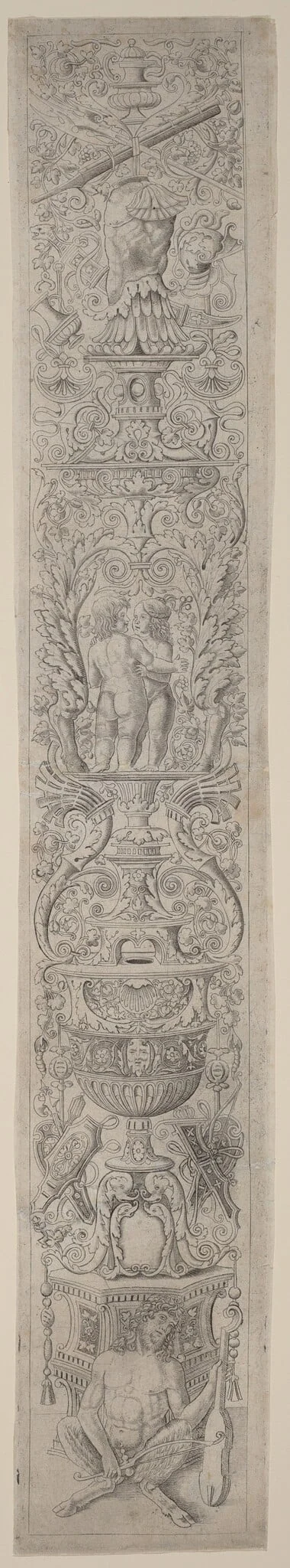 Ornament Panel: Satyr Holding a Violin, detail