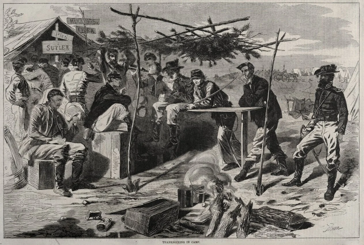Thanksgiving in Camp, detail