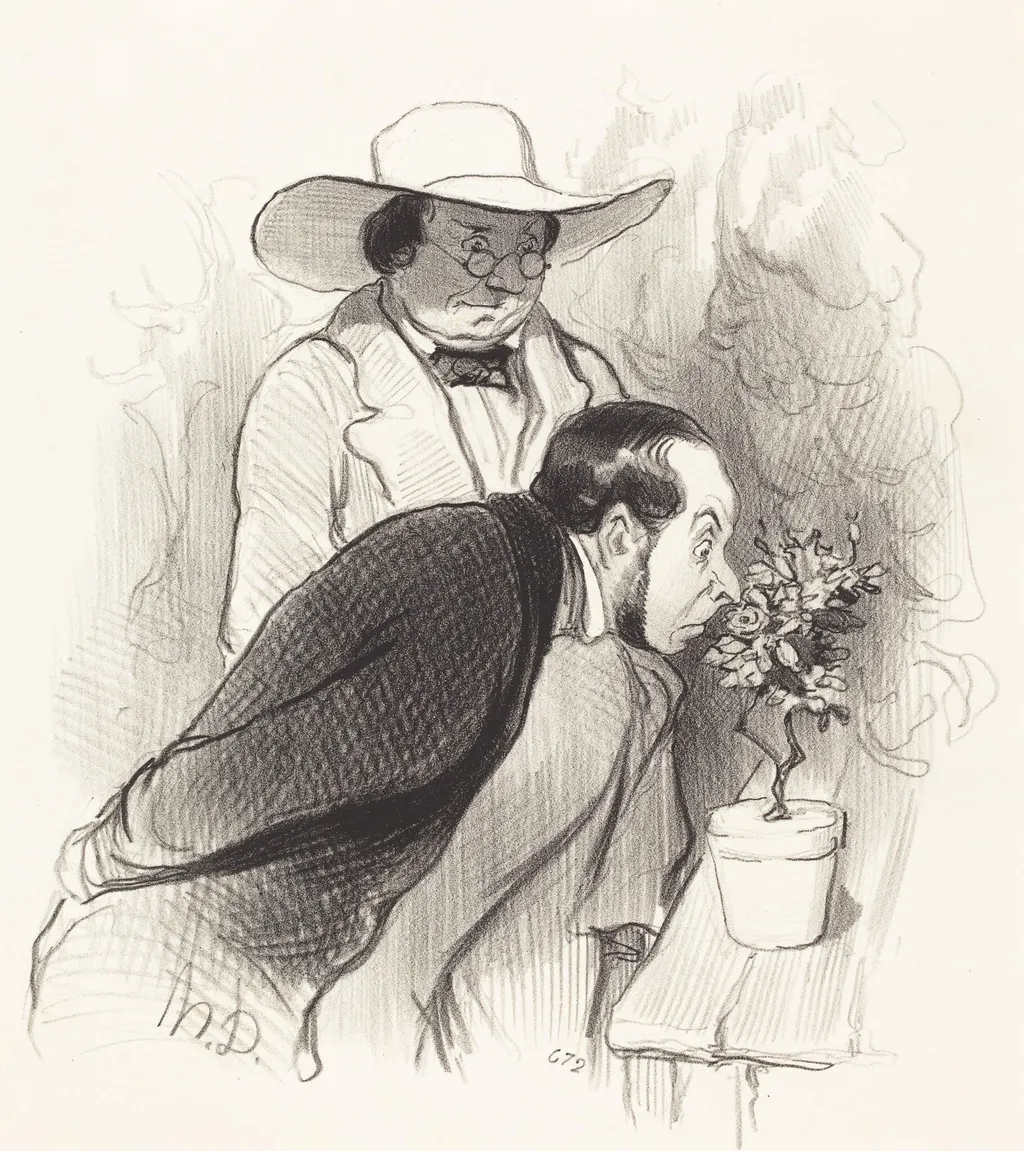 Un Triomphe de botaniste, by Honoré Daumier, ink, 1844