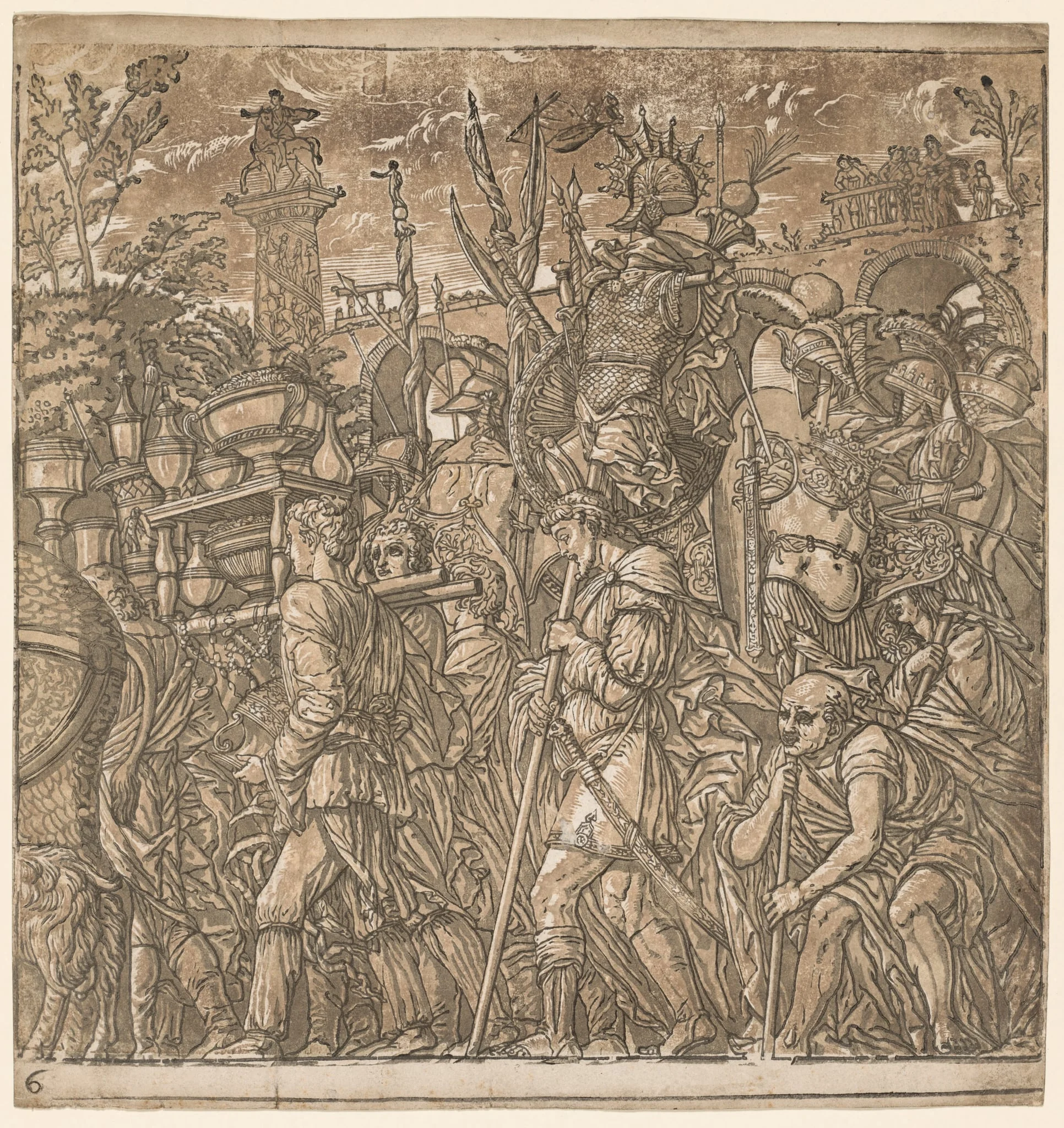 The Triumph of Julius Caesar: Soldiers Carrying Vases and Trophies of War, detail