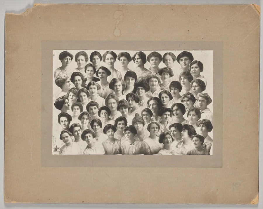 Untitled (composite photo of headshots of a group of women), detail
