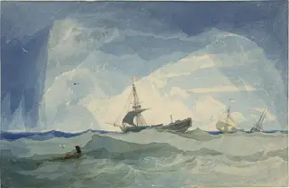 A dismasted brig, by John Sell Cotman, watercolor, 1808