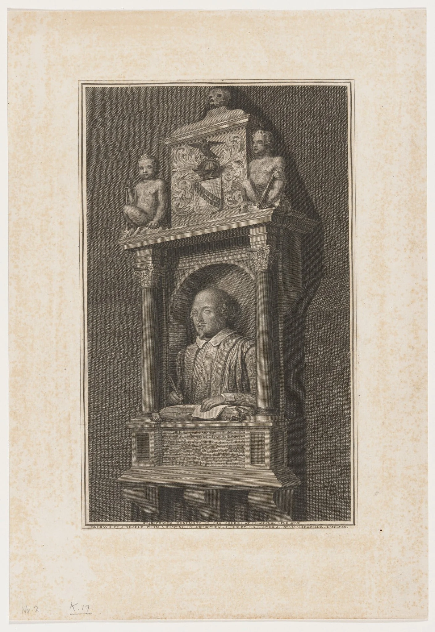 Shakespeare Monument in Church at Stratford-on-Avon, detail