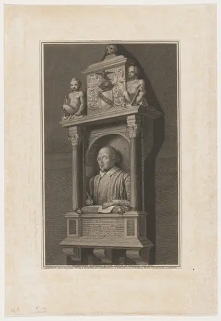 Shakespeare Monument in Church at Stratford-on-Avon, by James Neagle, ink, 1796