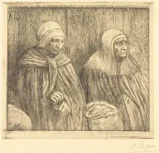 Peasants (Paysannes), by Alphonse Legros, ink, 1874