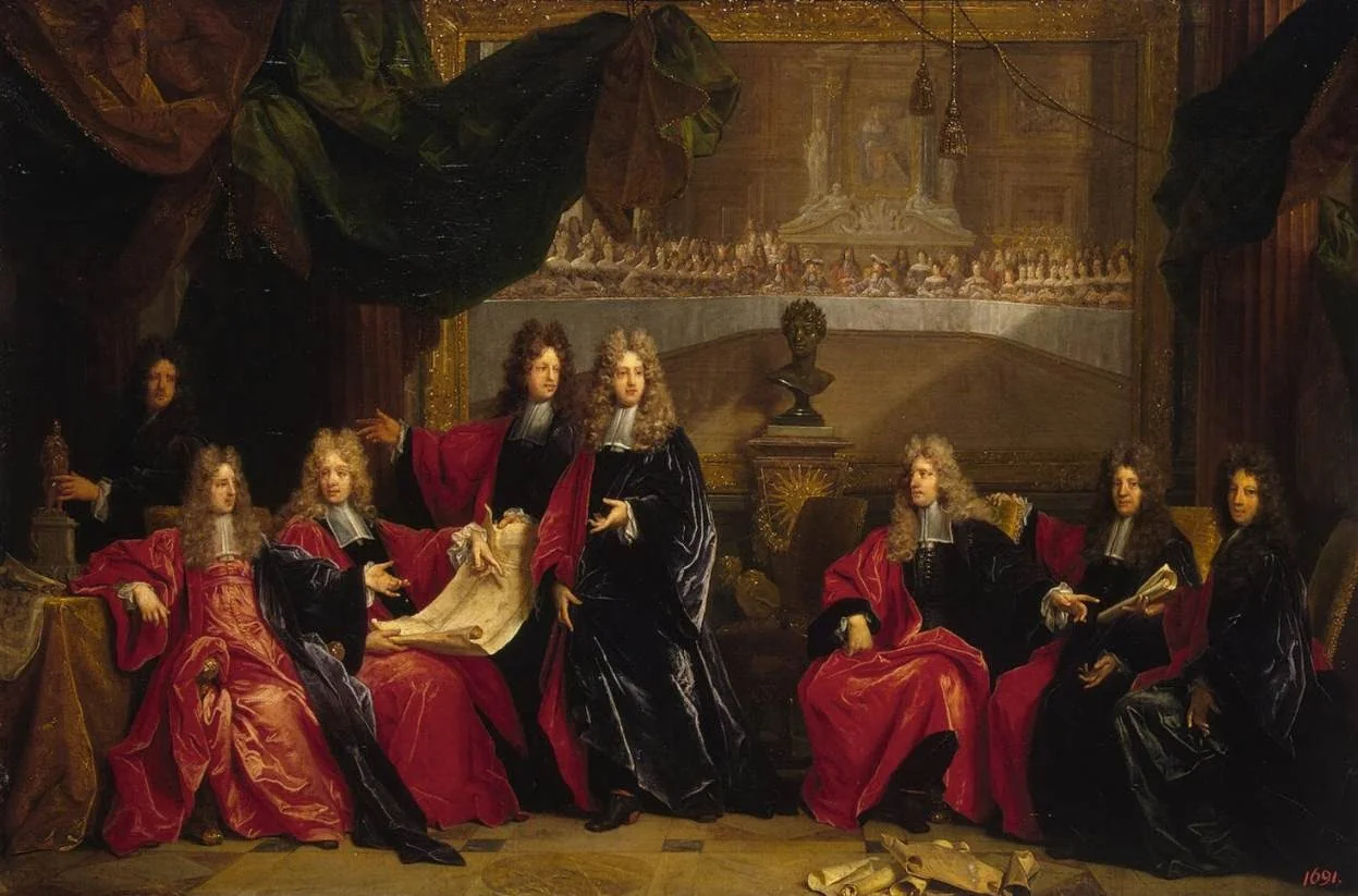 Provost and Municipal Magistrates of Paris Discussing the Celebration of Louis XIV's Dinner at the Hotel de Ville after his Recovery in 1687, detail