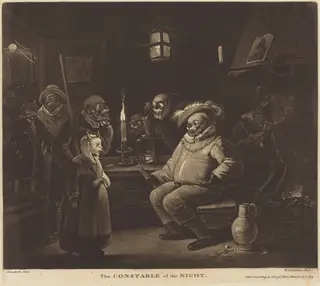 The Constable of the Night, by William Dickinson, ink, 1783