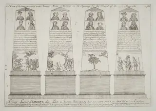 The Obelisk under the Liberty Tree, Boston, by Paul Revere, ink, 1766