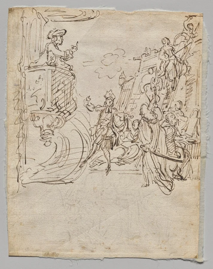 Lingerie Boutique and Conversation (verso), detail