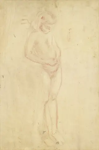 Naked Small Girl, by Edvard Munch, chalk, 1910