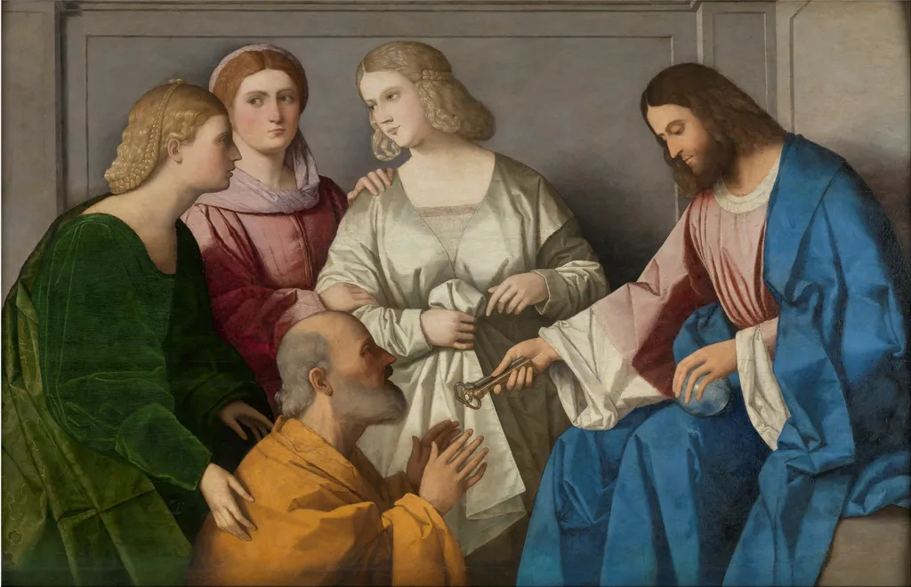 Christ giving the Keys to Saint Peter, by Vincenzo Catena, oil, 1520