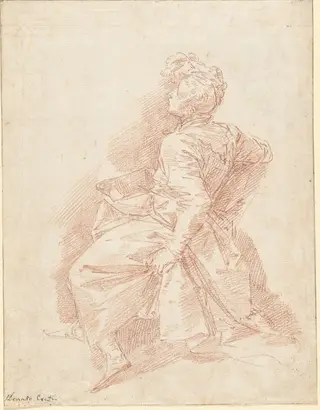 A Seated Man, by Donato Creti, chalk, 1711