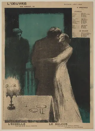 L'Echelle; Le Balcon, by Alfredo Müller, ink, 1898