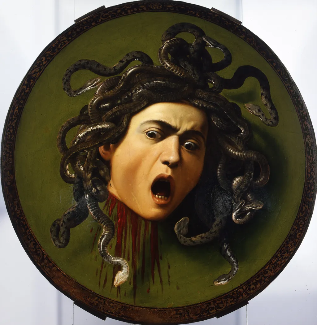 Medusa, by Caravaggio, oil, 1599