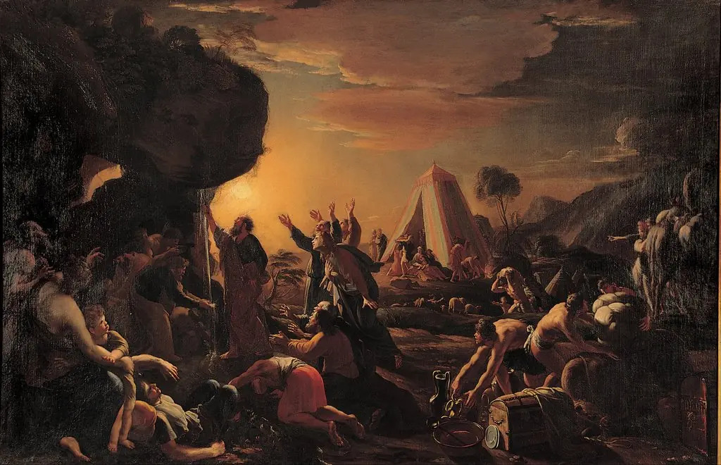Moses draws water from the Rock, by François Perrier, oil, 1642