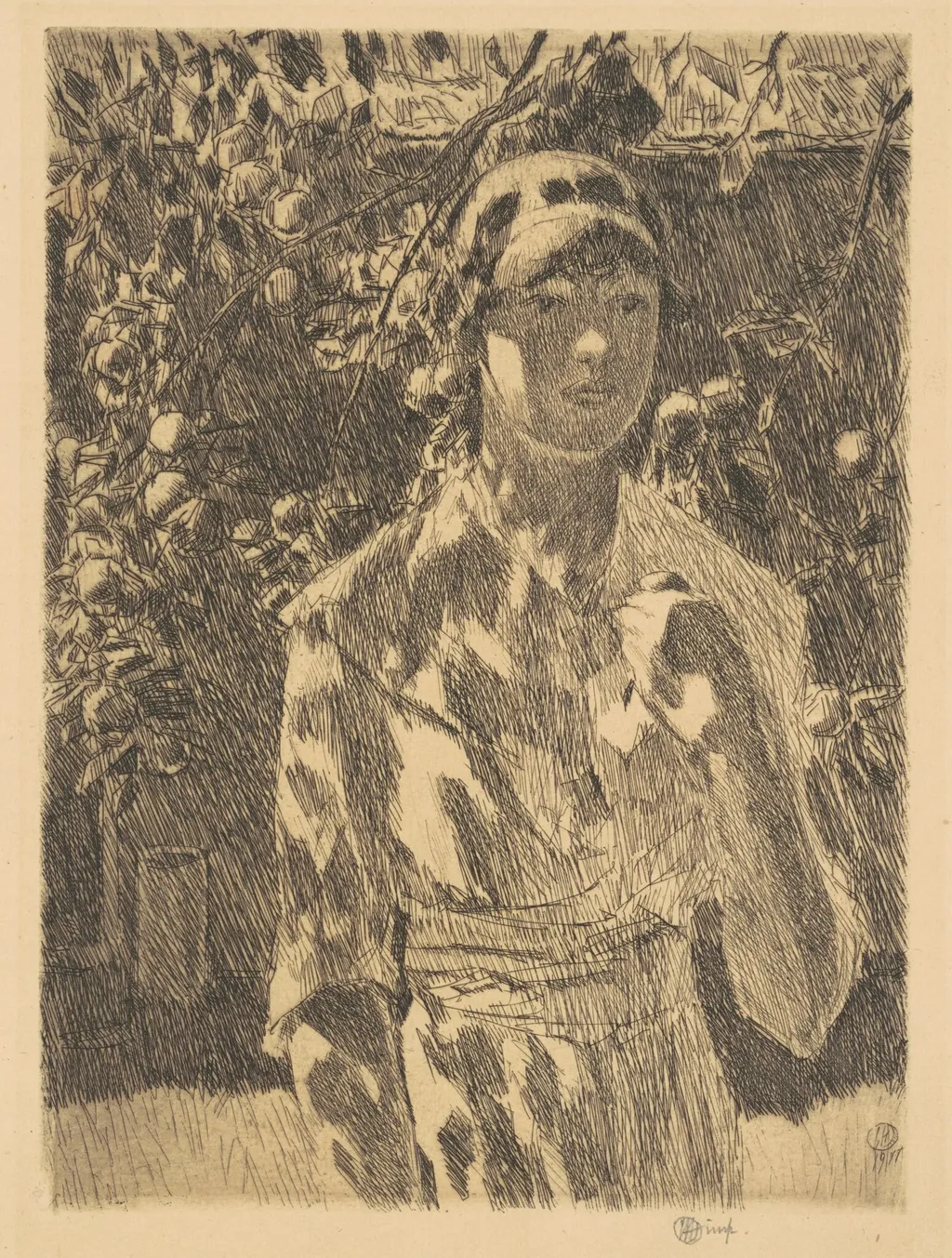 Helen Burke, by Childe Hassam, ink, 1917