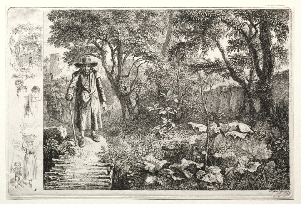 Old Man Before the Log Bridge, by Johann Christoph Erhard, 1819