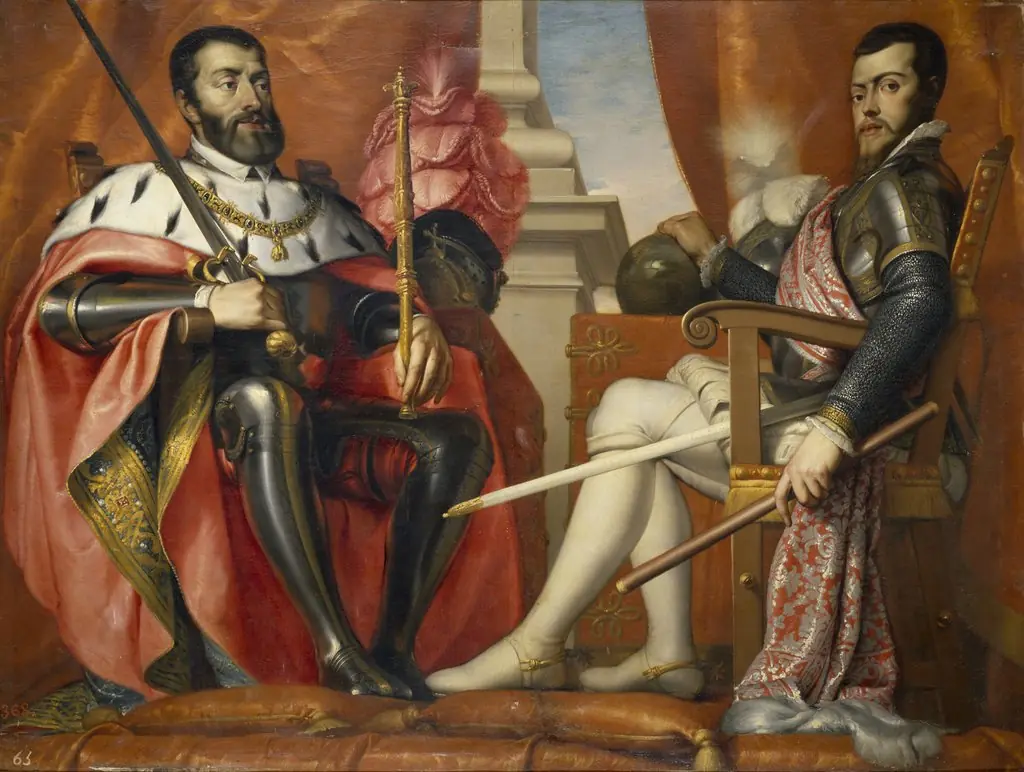 Charles V and Philip II, by Antonio Arias Fernández, oil, 1639