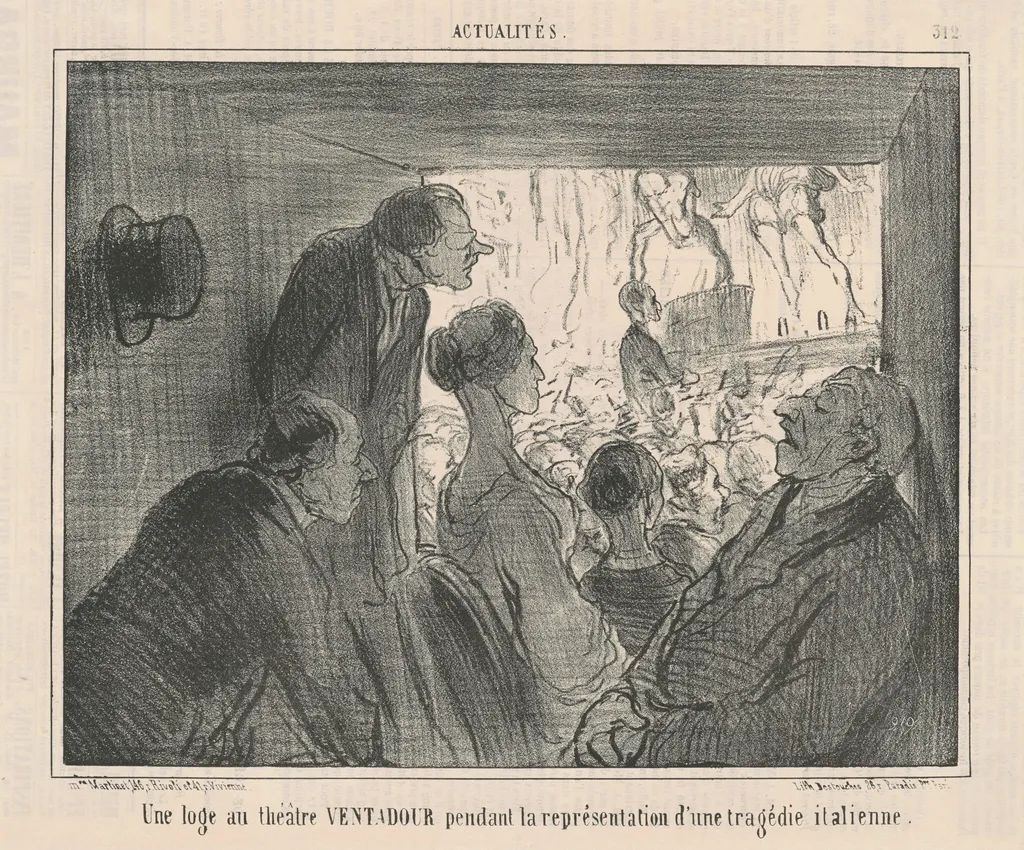 Un loge au théâtre VENTADOUR..., by Honoré Daumier, ink, 1856