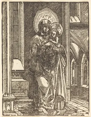 Virgin and Child in a Church, by Albrecht Altdorfer, ink, 1519