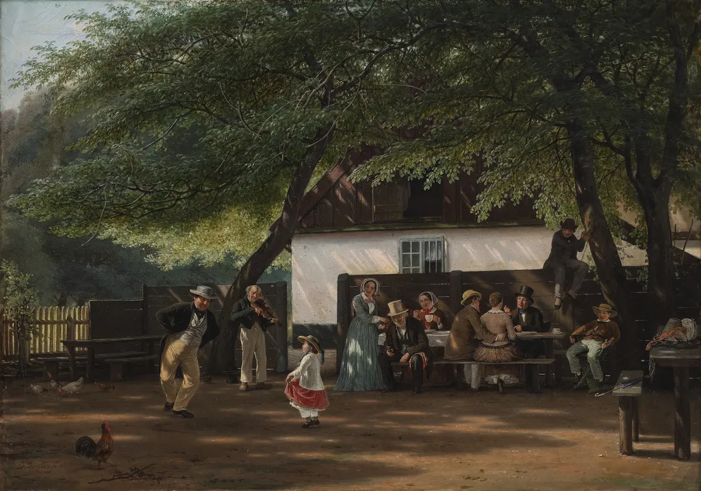 A Coffee Party at a Gamekeeper's House, by David Monies, oil, 1854