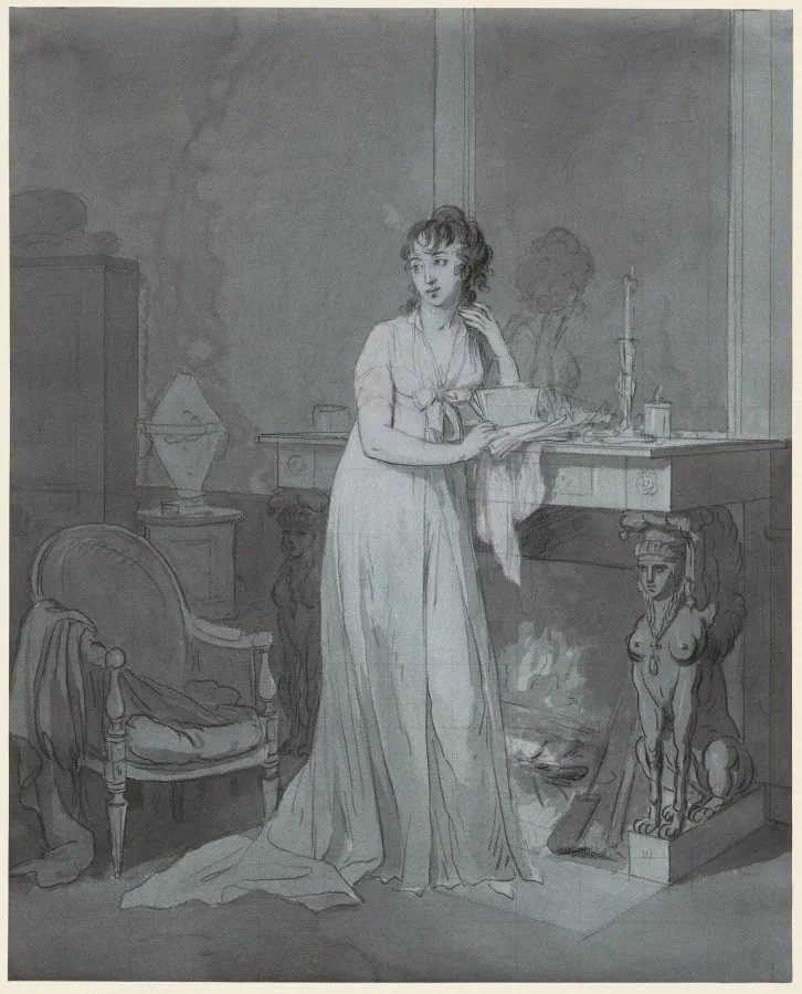 Woman in Front of a Fireplace, detail