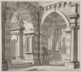 Architectural Fantasy with Arched Gateways, by Giuseppe Antonio Landi, ink, 1753