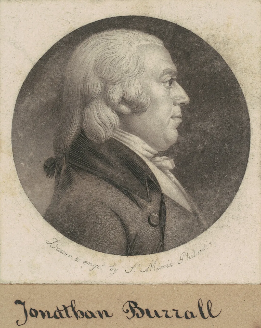 Jonathan Burrall, by Charles B. J. Févret de Saint-Mémin, ink, 1800