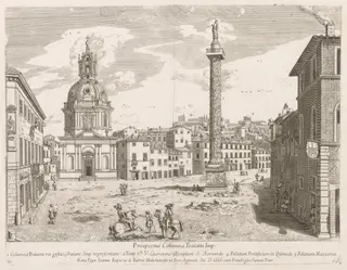 Trajan's Column from "Prospectus Locurum Urbis Romae Insign[ium], by Lievin Cruyl, 1666