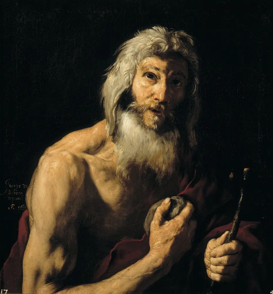 Penitent Saint Jerome, by Jusepe de Ribera, oil, 1652