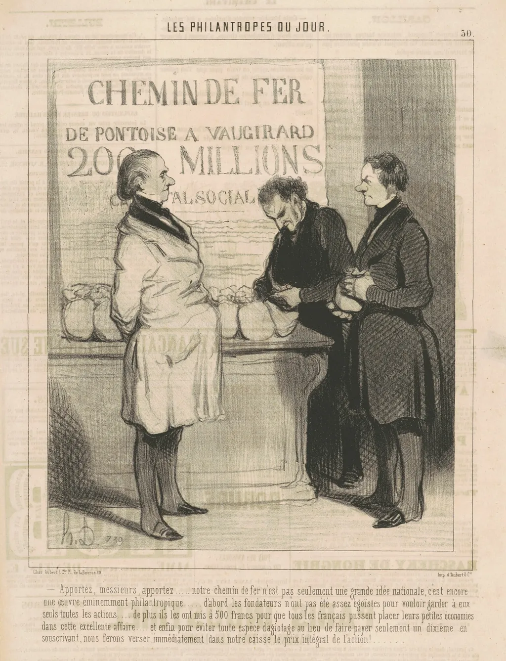 Apportez, messieurs, apportez ..., by Honoré Daumier, ink, 1845