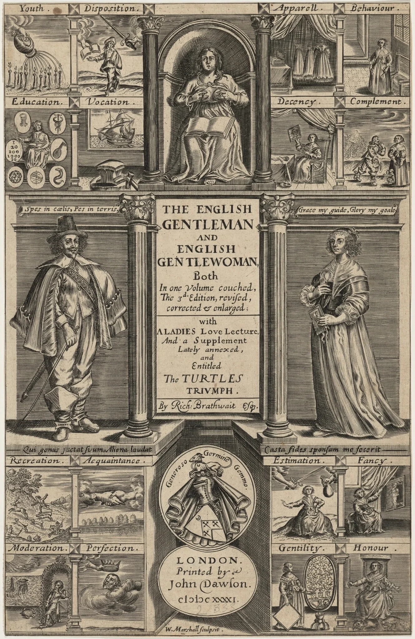 Title page to Richard Brathwait, English Gentleman and English Gentlewoman, detail