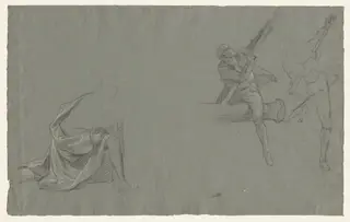 Drapery Study; Two Figures Pulling a Pole, by John Singleton Copley, 1786