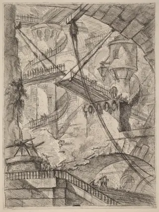 The Drawbridge, by Giovanni Battista Piranesi, ink, 1750
