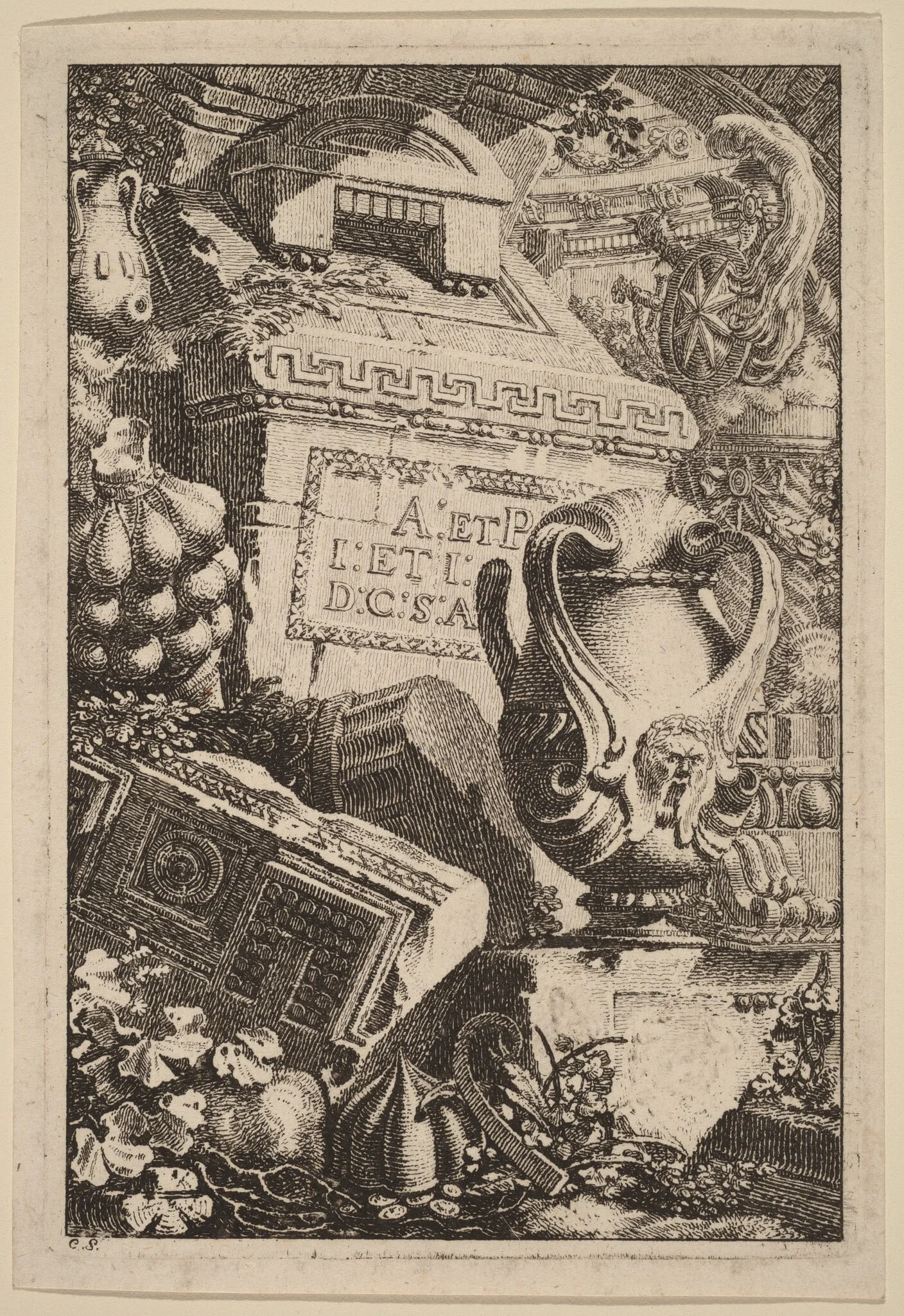 Fantasy of an Antique Tomb with Fragments of Architecture and Sculpture, detail
